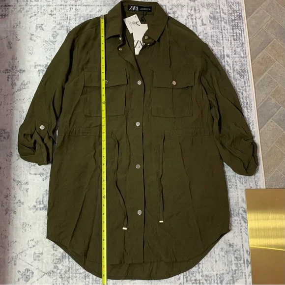 ZARA Army Green Longline Utility Jacket/Dress XS - Picture 5 of 16